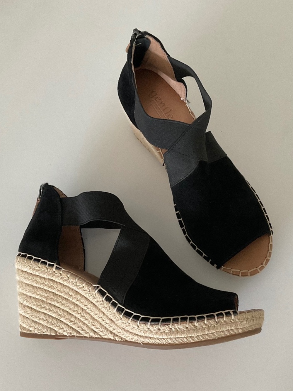 GENTLE SOULS by Kenneth Cole Colleen Espadrille in Black Suede Size 7 LIKE NEW